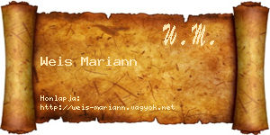 Weis Mariann névjegykártya